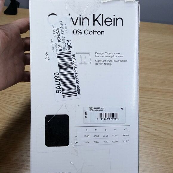 CALVIN KLEIN Boxer Brief Mens XL Black 5-Pack Low Rise 100% Cotton Classic Fit - Picture 4 of 6